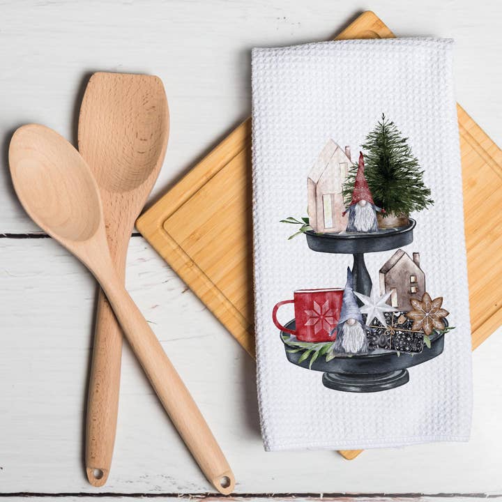 Torchon de cuisine avec plateau de nain de Noël, décor de vacances d' pour la vente par Canary Road