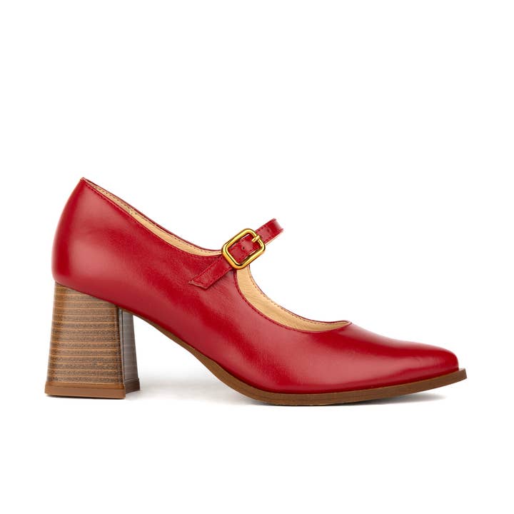 Embassy London – wholesale Low heels – Women′s – Hyde - Red - Women's Leather Mary Jane Pump