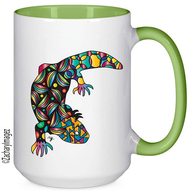 Tasse en céramique colorée Gila Monster 15 oz pour la vente par Zachary Imagez