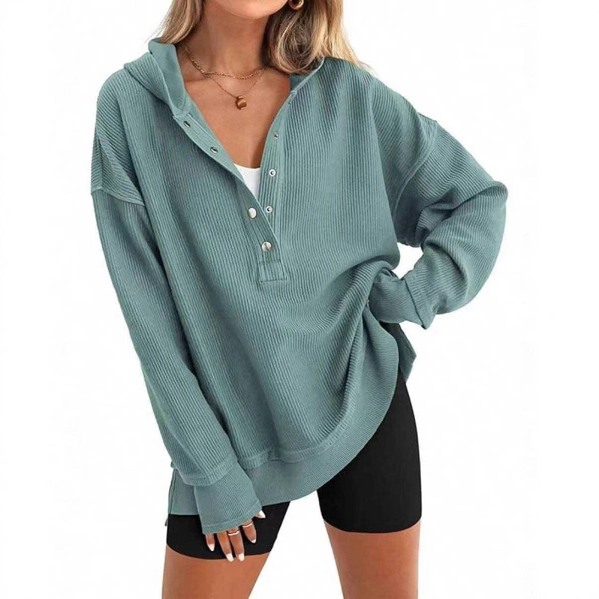 Masyal - Wholesale Hoodie - Women's - Hoodie Autumn Winter Solid Color Raglan Sleeve Sweatshirt10