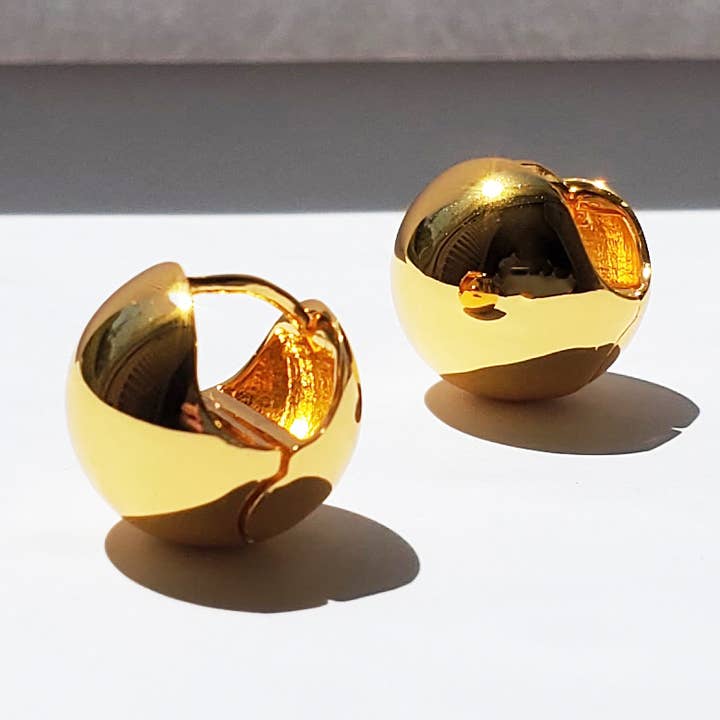 BALL HUGGIE EARRINGS - E-H3006 for wholesale by HolyBang Jewels