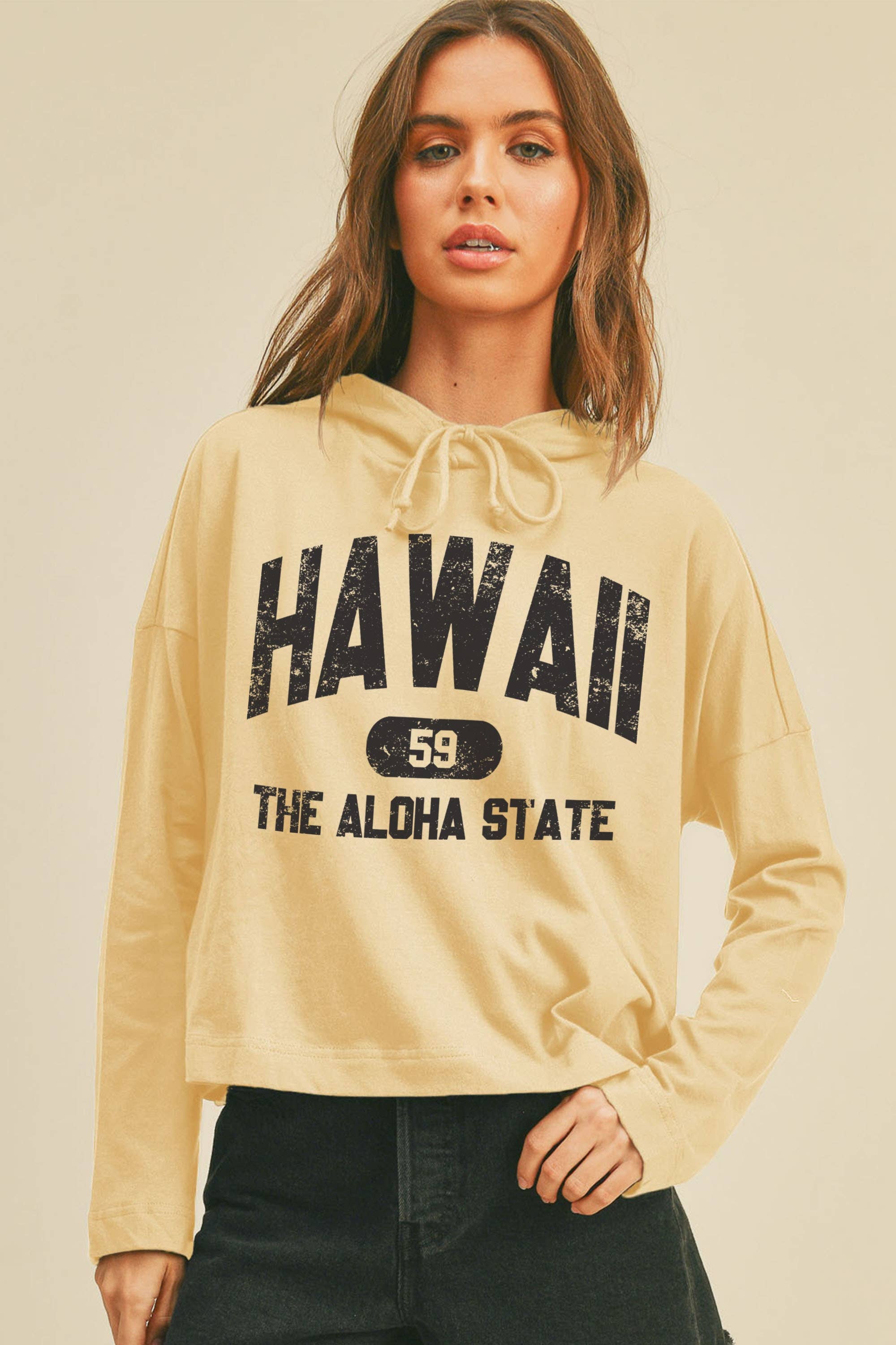 Honestee - Wholesale T-Shirt (Graphic) - Women's - Hawaii The Aloha State Graphic Hooded T-Shirt0