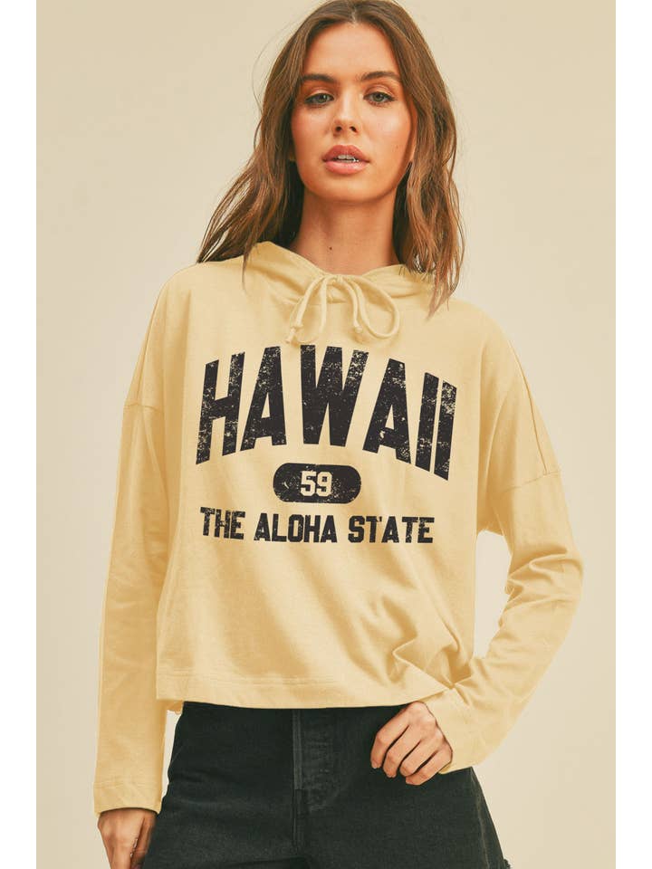Honestee - Wholesale T-Shirt (Graphic) - Women's - Hawaii The Aloha State Graphic Hooded T-Shirt