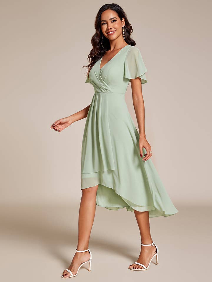 Ever-Pretty - Wholesale Dress – Women's - V-Neck Midi Chiffon Wedding Guest Dresses62