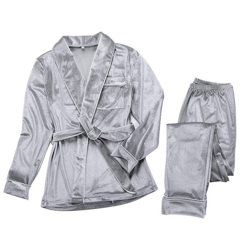 FurDecoration - Wholesale Pyjamaset - Dames - Dik fluwelen pyjama set met lange broek1