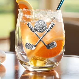 The Queens' Jewels® - Wholesale Wine Glass - Golf Clubs and Ball Stemless Wine Glass0