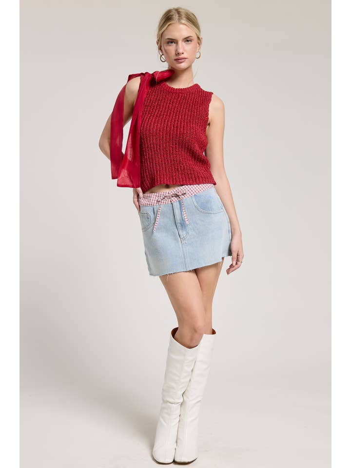 Mimosa - Wholesale Knit Top - Women's - Sleeveless Knit Tank with Oversized Bow Detail1