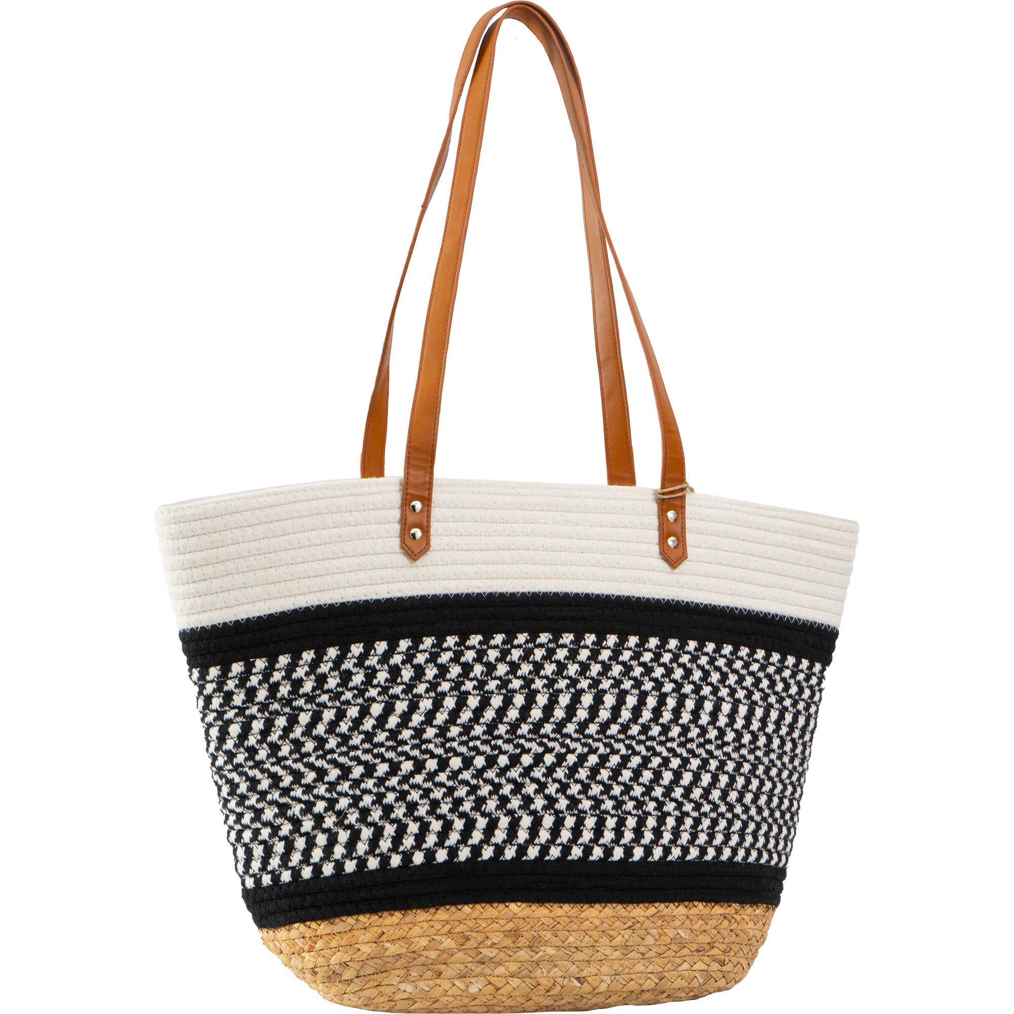 Magid - Wholesale Draagtas - Dames - Magid Natuurlijke Katoenen Geweven & Imitatie Leren Schoudertas12