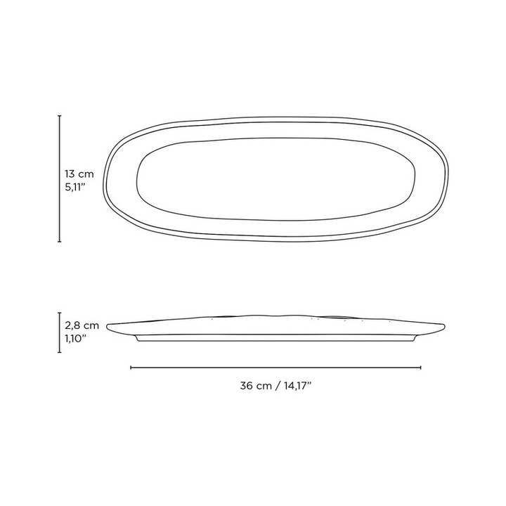 Green Shallow Oval Platter Large 14.17 x 5.12" Oceano for wholesale on Faire4