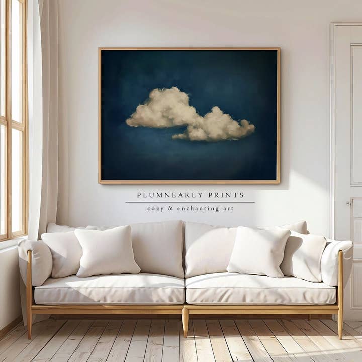 Plumnearly Prints - Wholesale Art Print - Indigo Blue Cloud Oil Painting Fine Art Print Poster 122