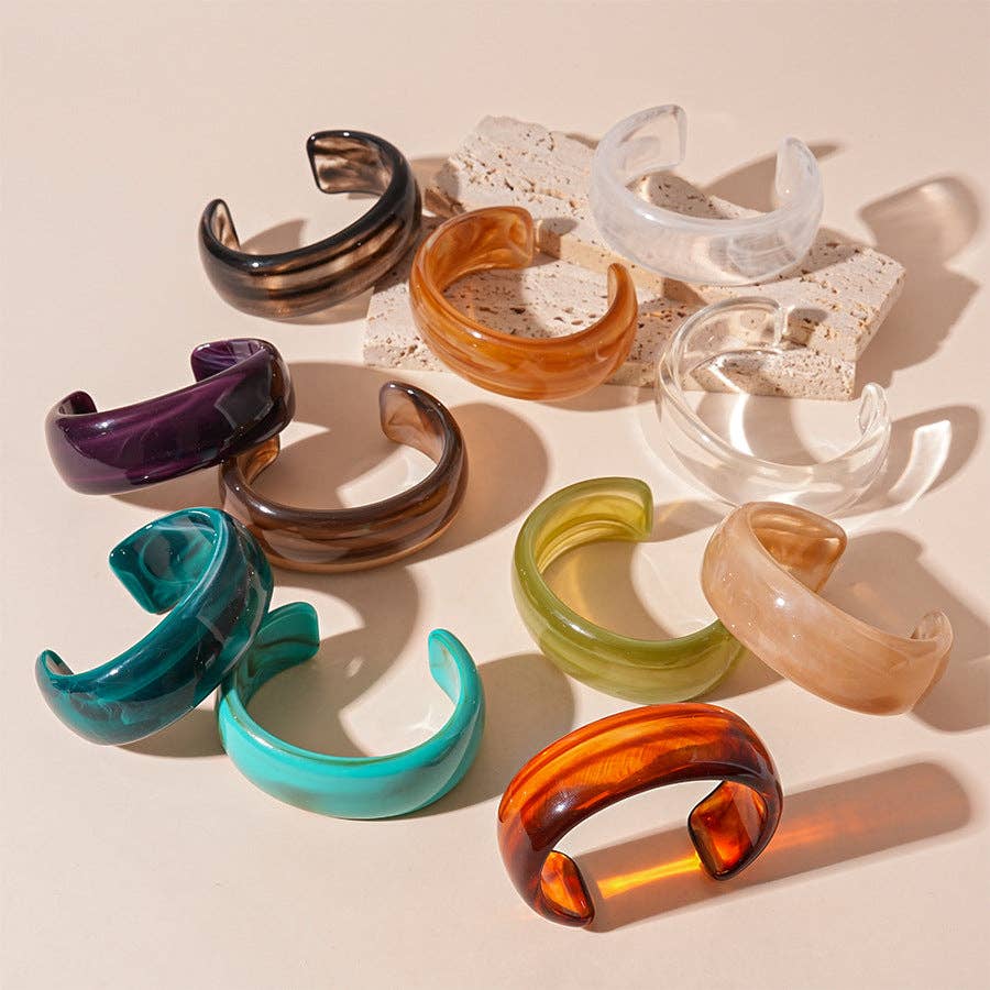 Dipped Shop – Pulseira de missangas por atacado – Pulseiras Abertas Acrílicas Tie-Dye Vintage DP25D6279