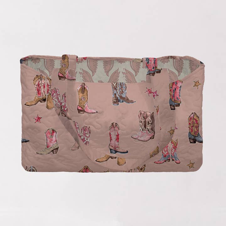 Thunderbird Boots Rose Quilted Tote for wholesale by Ida Mae Home
