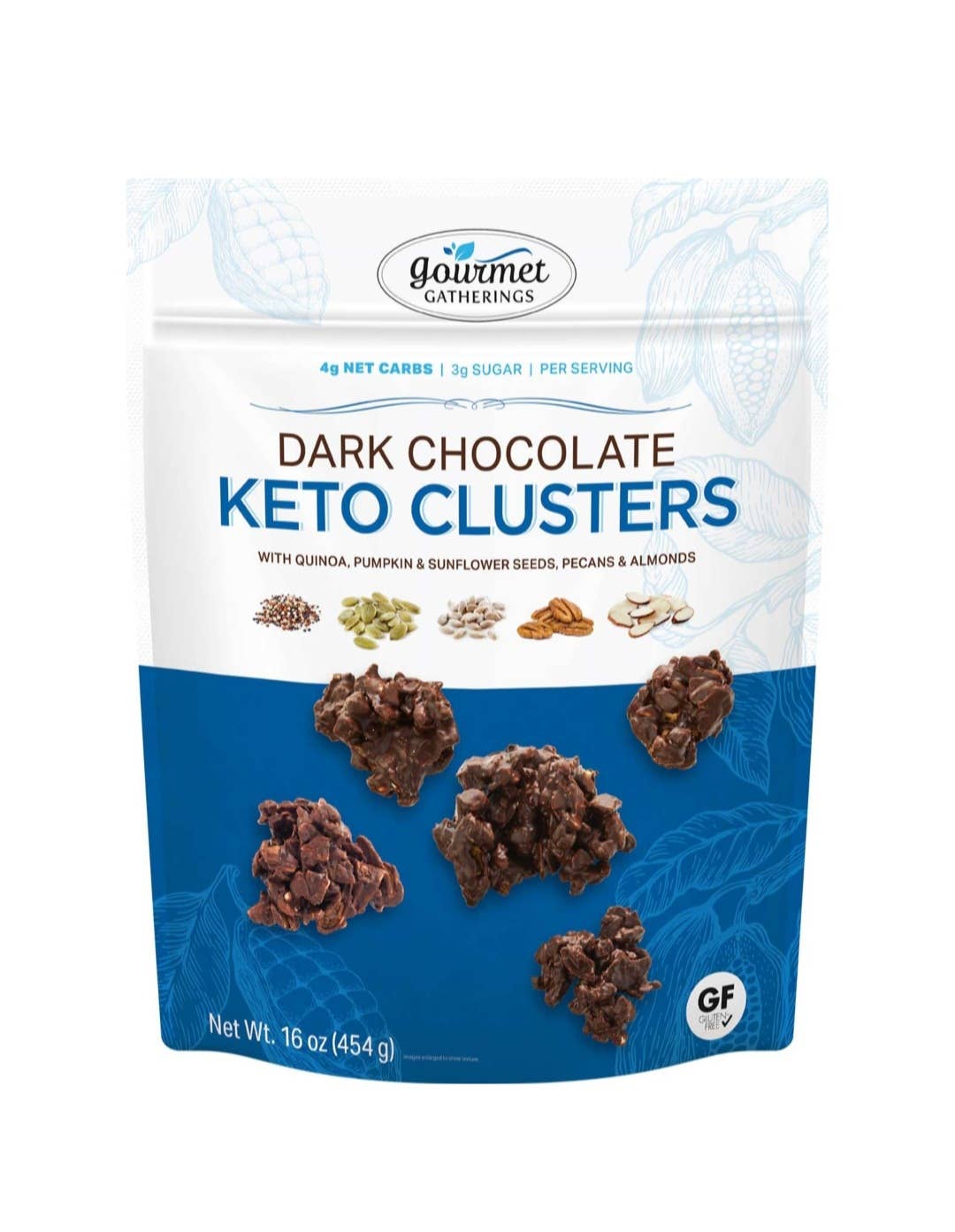 Majestic Wholesale - Wholesale Chocolate Covered Sweets - Gourmet Gatherings Dark Chocolate Keto Clusters, 16 oz