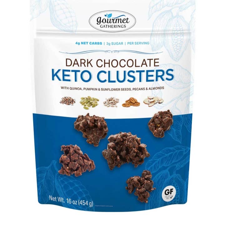 Majestic Wholesale - Wholesale Chocolate Covered Sweets - Gourmet Gatherings Dark Chocolate Keto Clusters, 16 oz