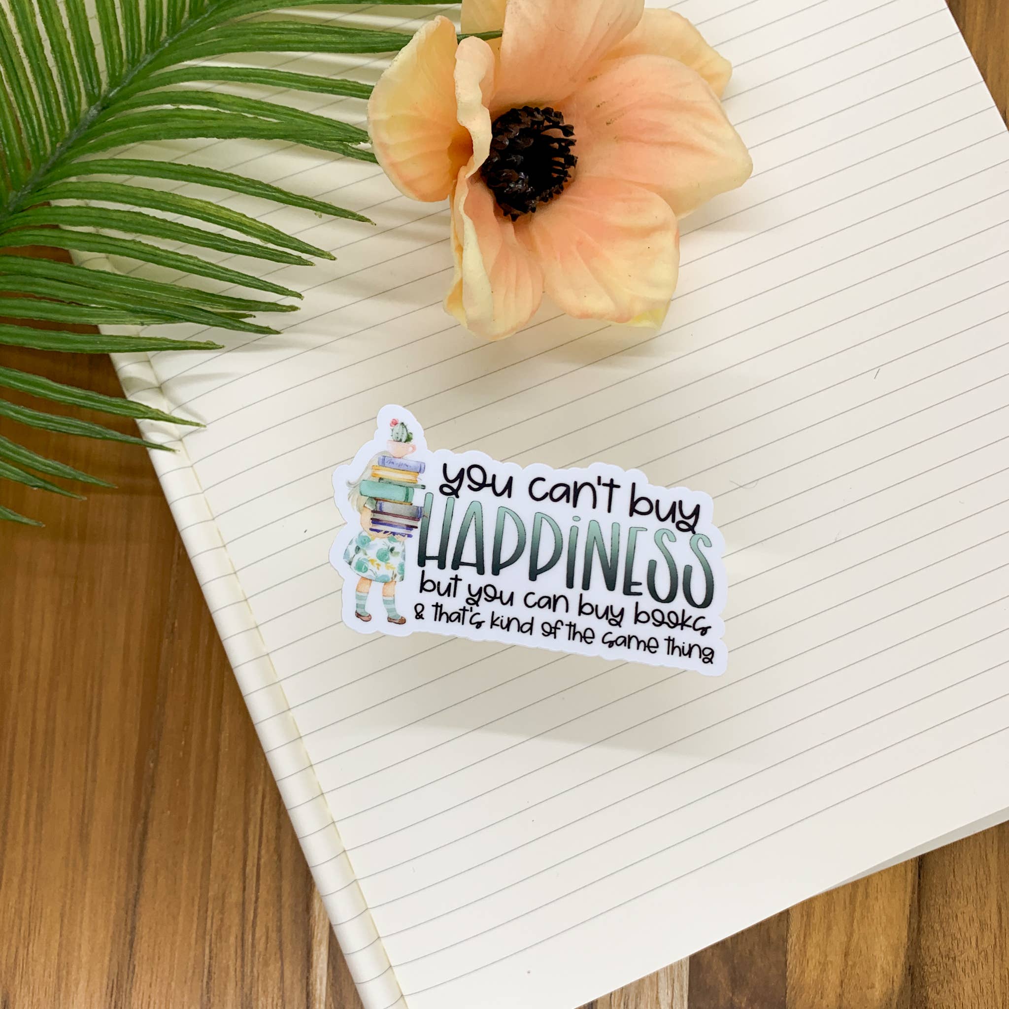 Savannah and James Co – wholesale Klistermärke – Kan inte köpa lycka, Köp böcker grön, Vinyl klistermärke, 3x3 in1
