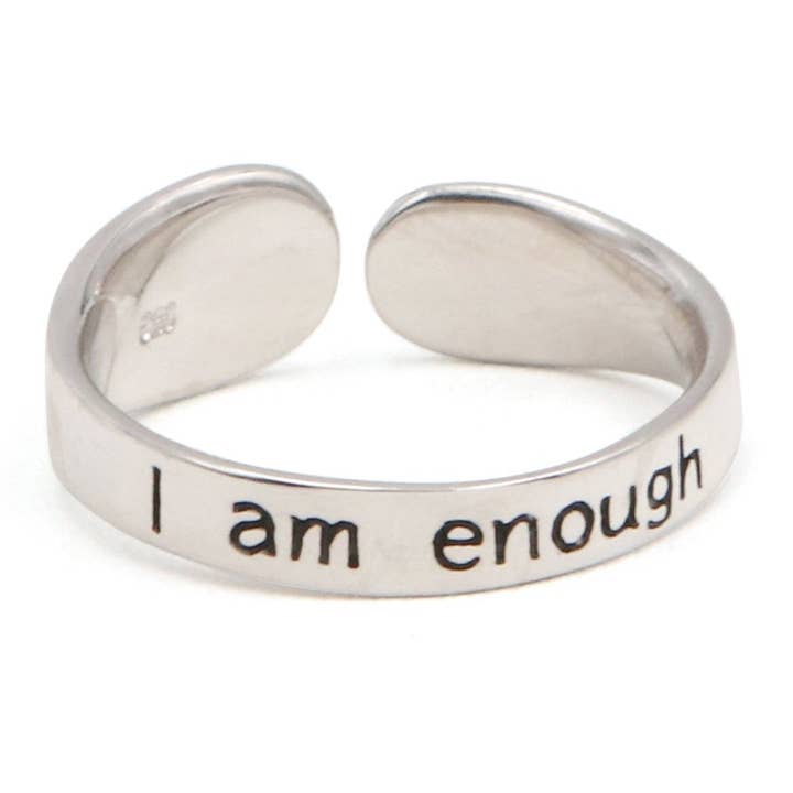 Culture Spot - Wholesale Band/Stacked Ring - Inspirational Sterling Silver Adjustable Ring – I Am Enough0