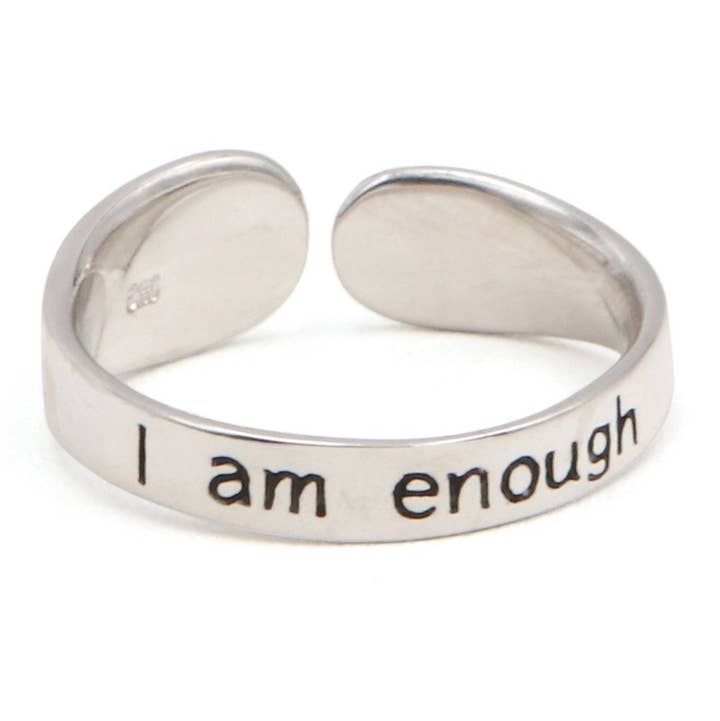 Culture Spot - Wholesale Band/Stacked Ring - Inspirational Sterling Silver Adjustable Ring – I Am Enough0
