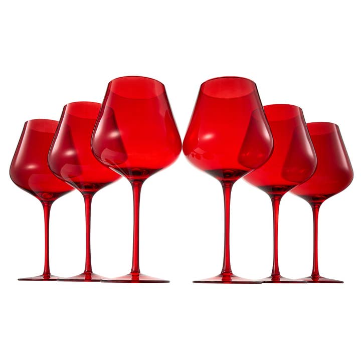 The Wine Savant / Khen Glassware - Vendita all'ingrosso Bicchieri da vino - Set di 6 bicchieri da vino in cristallo colorato, grandi bicchieri da 20 once