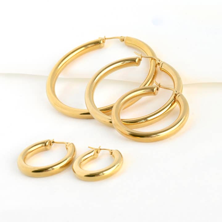 Blueyejewelry - Wholesale Hoop Earrings - 4.5 mm Tunnel Hoops - Waterproof Thick Tube Hoop Earrings7