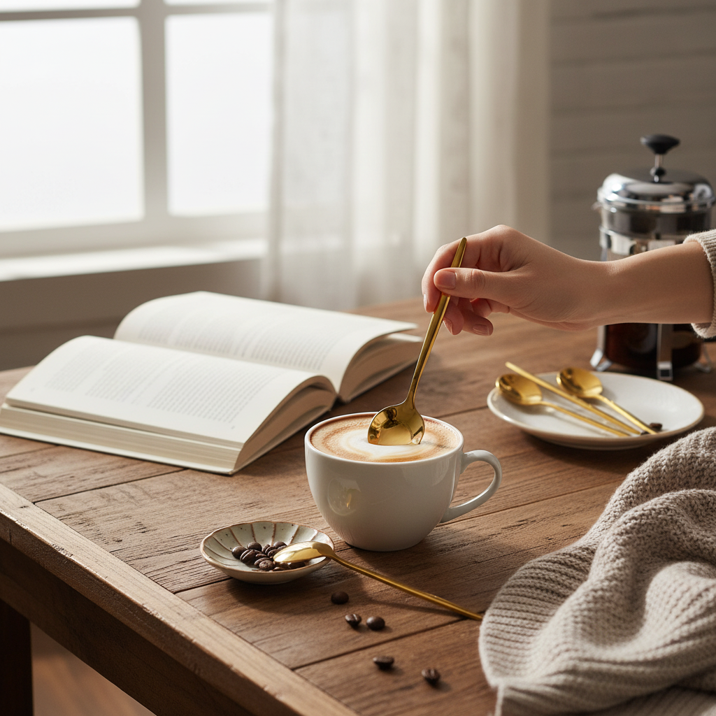 Kadra Kitchenware - Wholesale Table Spoon (Cutlery) - Vikko - Vera, Shiny Gold, 18/10 SS, Coffee Spoon, 4 Pk1