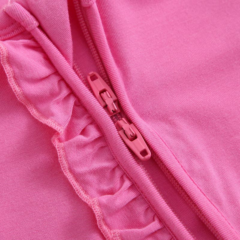 Luxie Charm - Wholesale Bodysuit (Footed) - Baby - Perfectly Pink Ruffled Romper NICU Going Home Outfit7