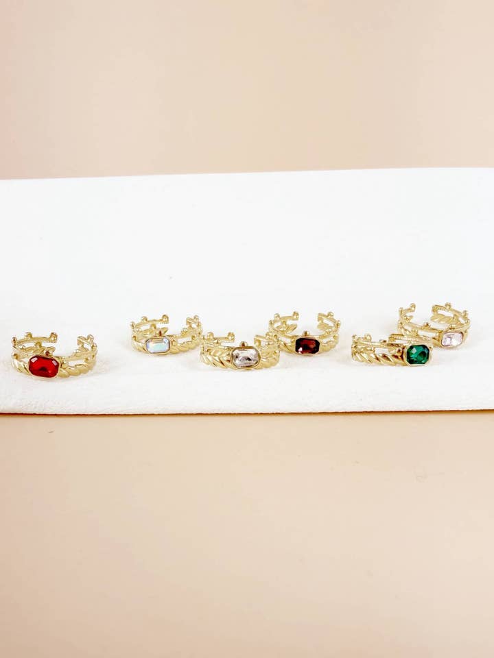 Set di 6 Anelli Regolabili "Corona di Cristalli" – Acciaio Inossidabile per la vendita all'ingrosso da parte di D Bijoux