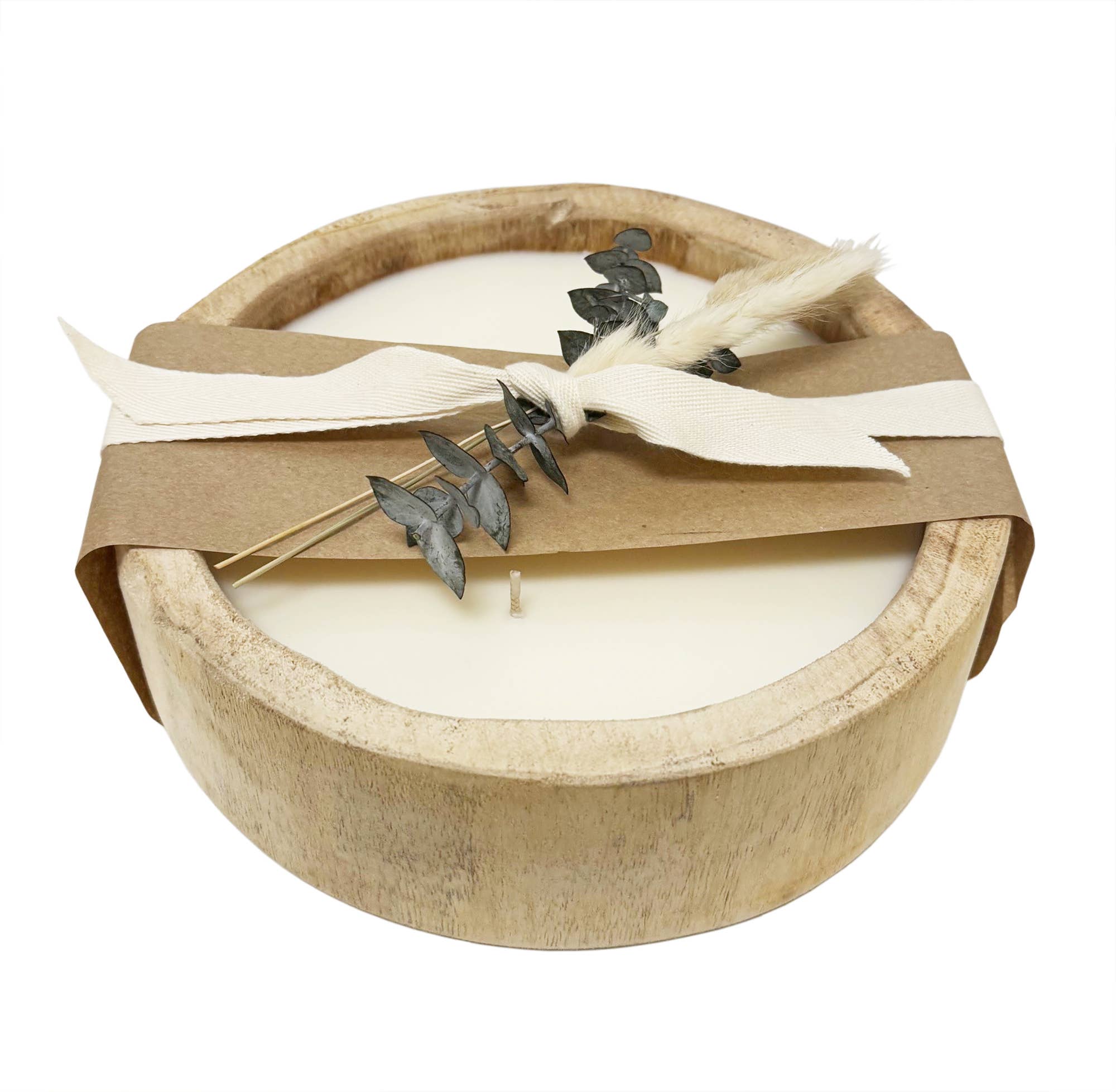 Andaluca - Wholesale Jar/Filled Candle - 9.5" Paulownia Circular Wood Candle2