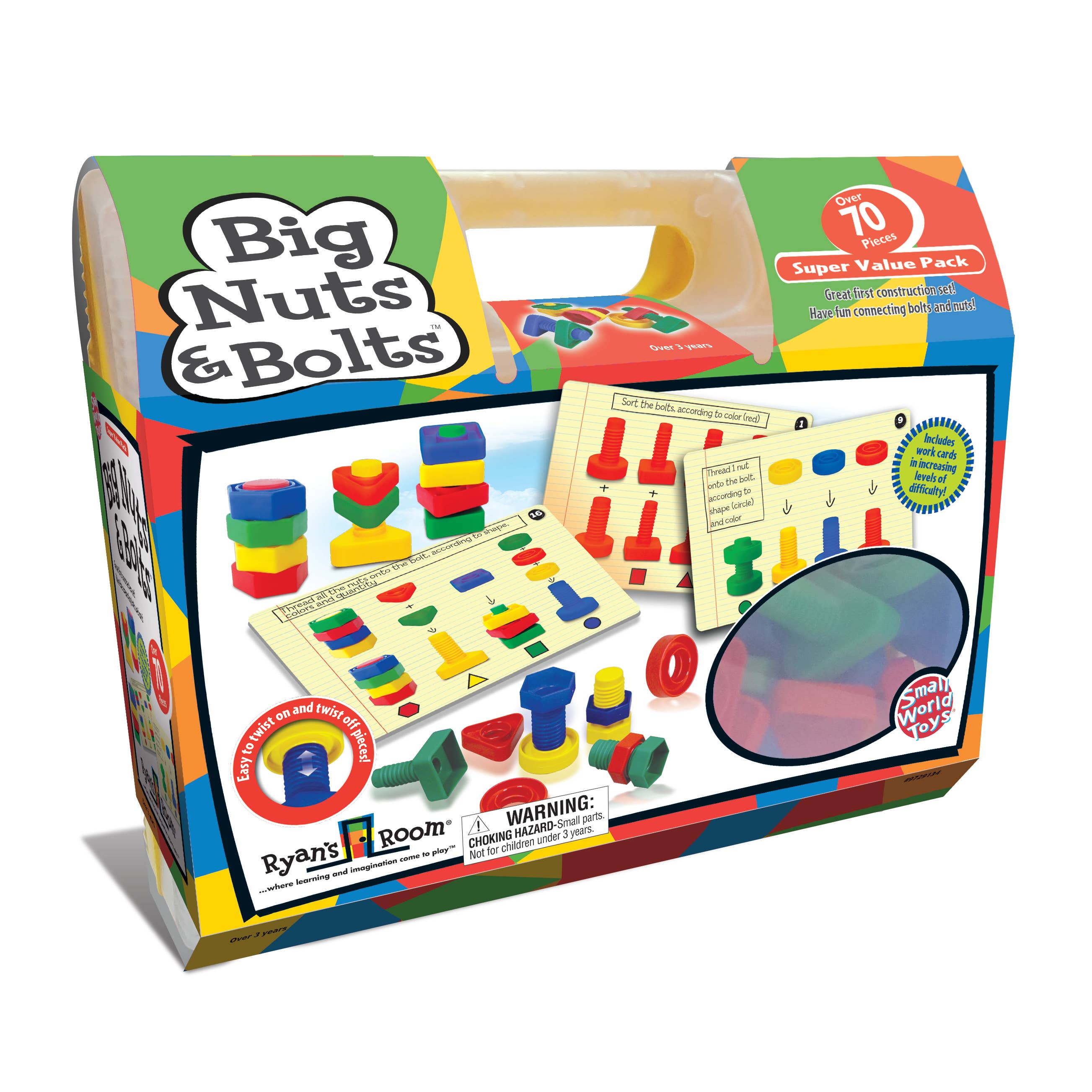 Small World Toys – wholesale Toy set – Kids – Big Nuts & Bolts - 64pcs (in a plastic case)3