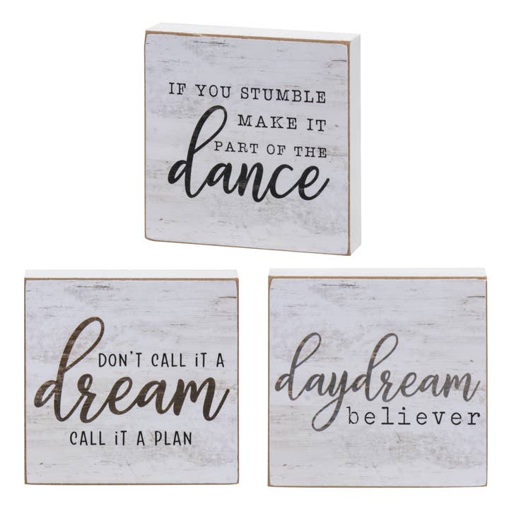 Call It A Dream Square Block, 3 Assorted for wholesale by Col House Designs