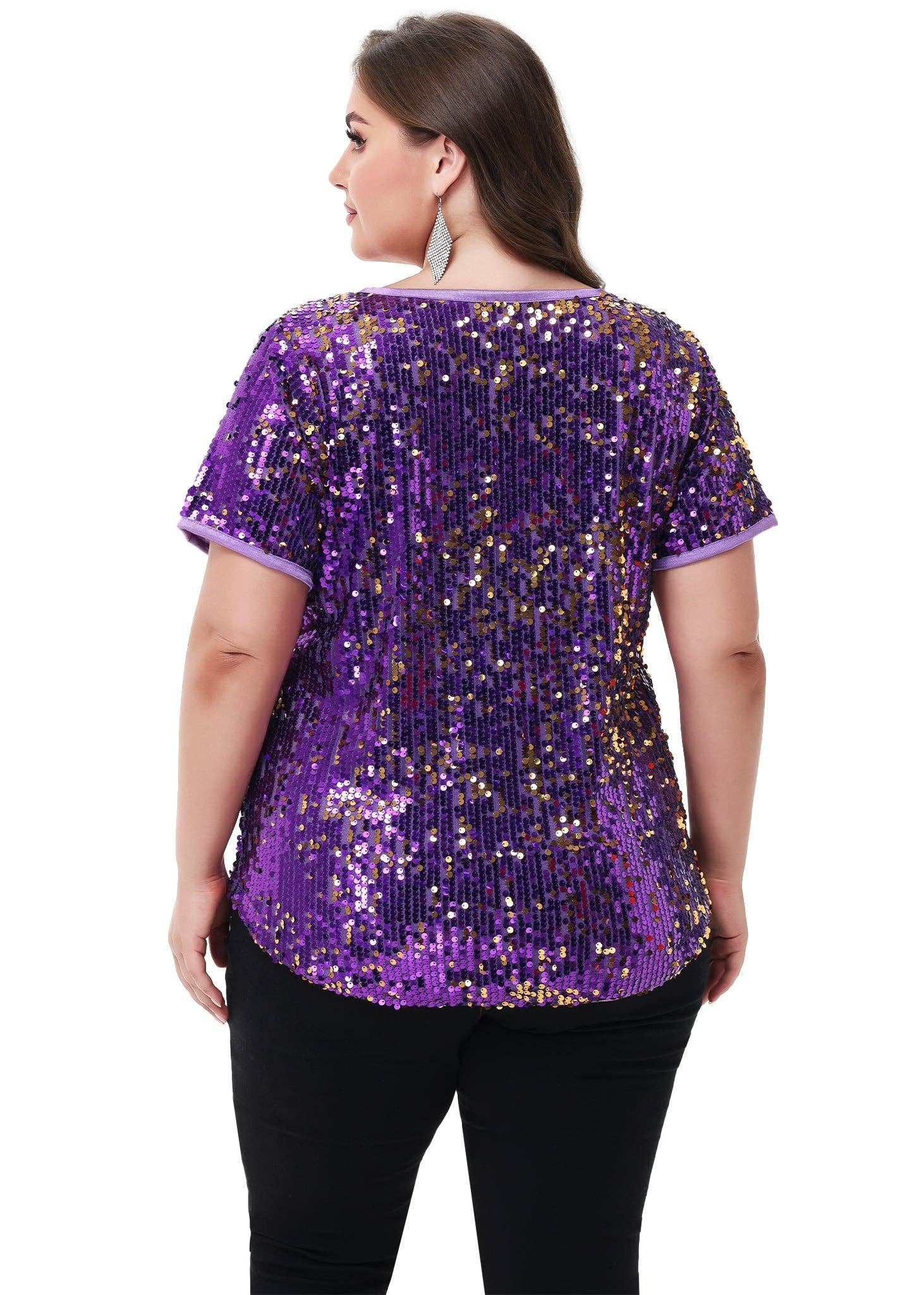 Anna Kaci Wholesale - Wholesale Blouse - Women's - Sequin Tops Plus Size Sparkle Glitter Party Blouse37