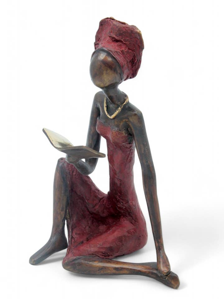 Bronze assis à poser 55 cm rouge n°1 pour la vente par Lafi Bala