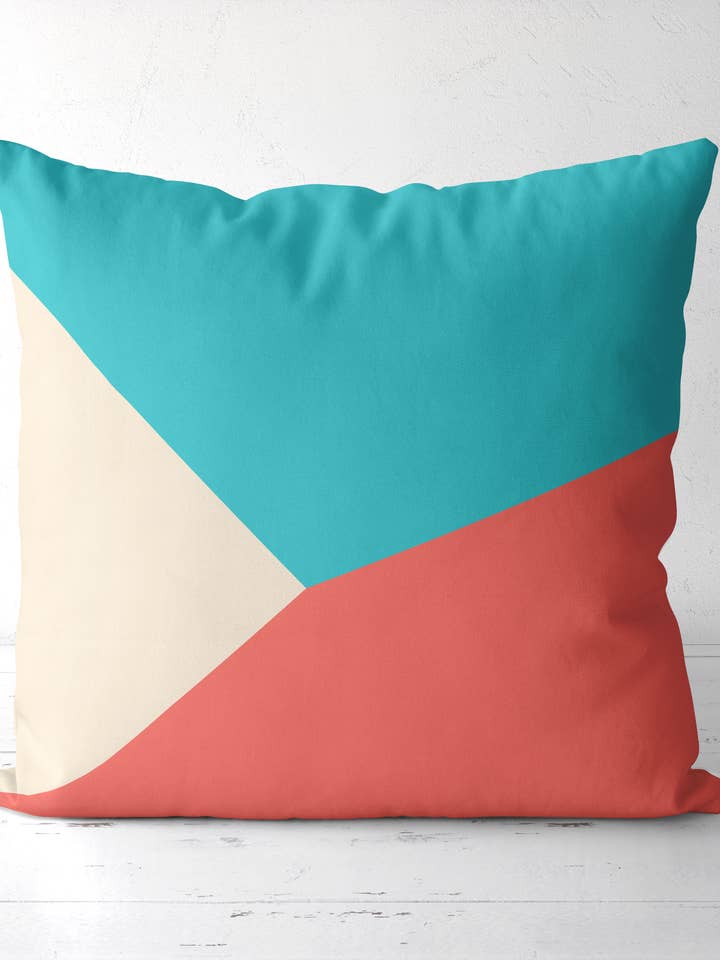 Mint and Orange Geometric Throw pillow for wholesale by Latte Design