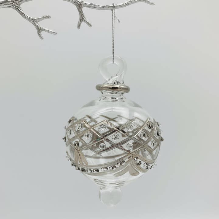 Blown Glass Ornament - Baroque Garland Silver for wholesale by Dandarah (Ships from USA)