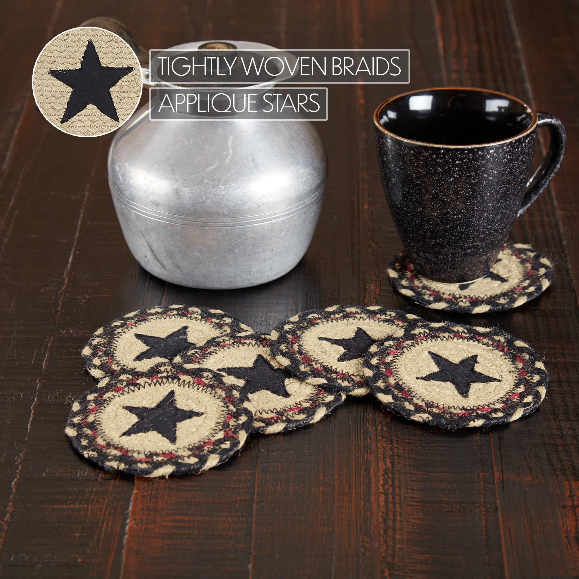 VHC Brands - Wholesale Coasters - Colonial Star Jute Coaster Set of 64