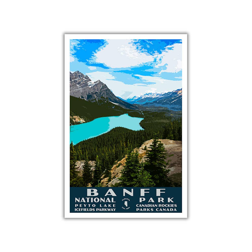 Just Go Travel Studios - Wholesale Poster - Banff National Park Poster-WPA (Peyto Lake) - WS