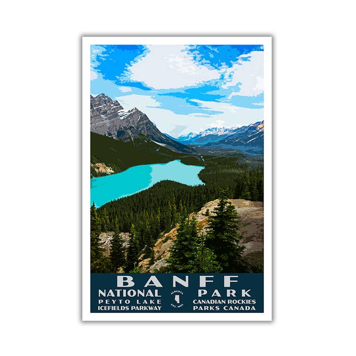 Just Go Travel Studios - Wholesale Poster - Banff National Park Poster-WPA (Peyto Lake) - WS0
