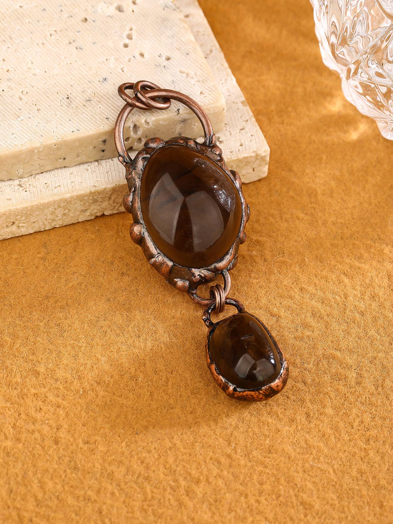 GemMeet - Wholesale Spiritual Stone/Crystal - Vintage style labradorite smoky quartz white crystal pendant1