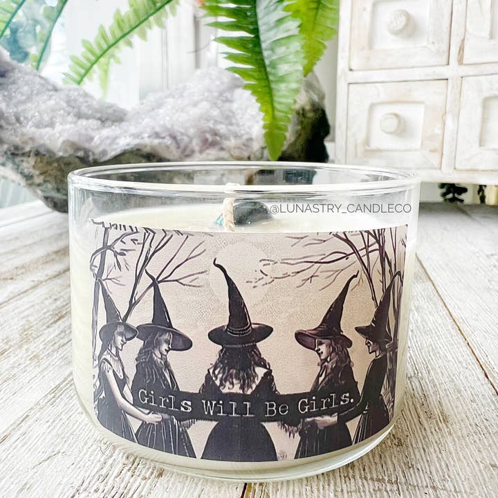 Lunastry – Vela em jarro/copo por atacado – Girls Wal Be Girls Witches 5oz Vela de Soja