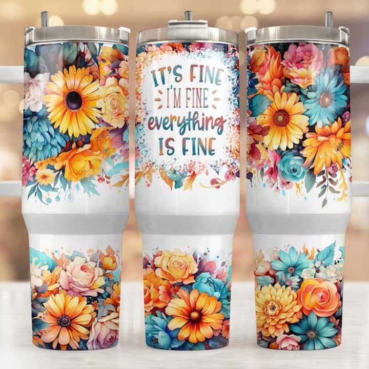 Gobelet à motif floral It's Fine de 40 oz avec poignée pour la vente par JAC Wholesale