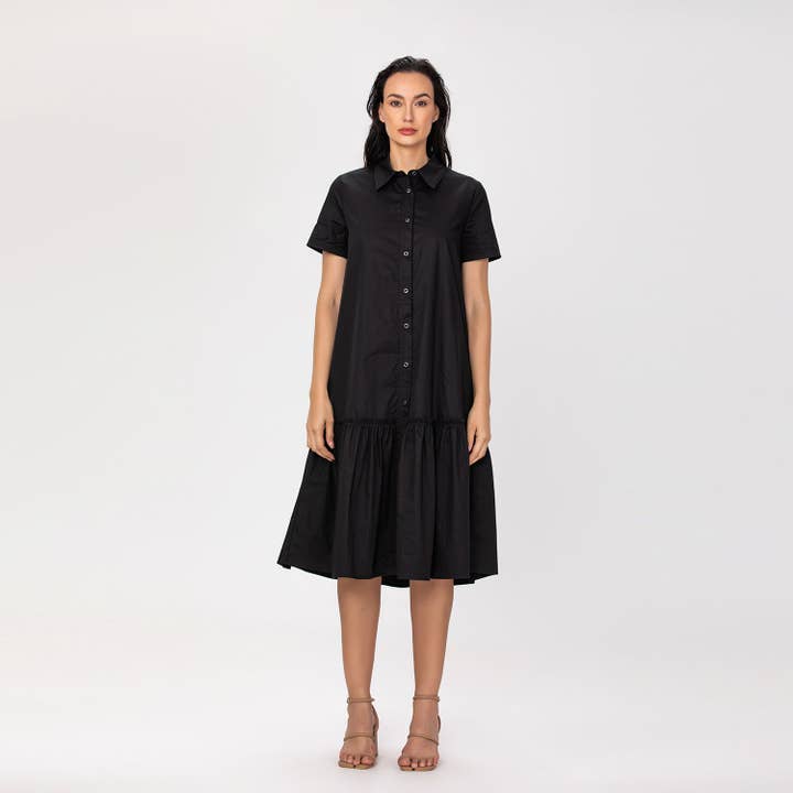 Abito camicia midi in cotone a maniche corte per la vendita all'ingrosso da parte di Smart and Joy