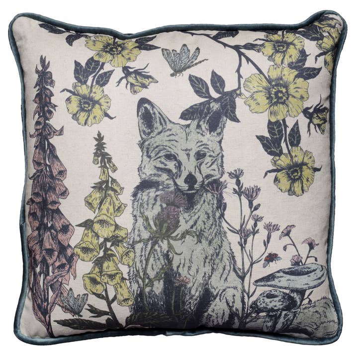 Cornish Hedgerow Fox Cushion Cover for wholesale by Cream Cornwall