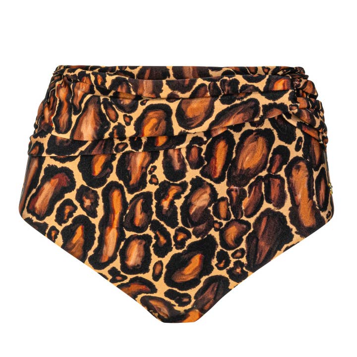Serengeti High Waisted Bikini Brief in Natural Animal for wholesale by Seaspray Swimwear