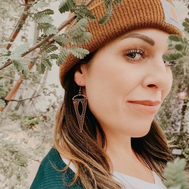 Red Shed Designs - Wholesale Dangle Earrings - Antique Copper Boho Spike Earrings, Boho, Minimalist Earring