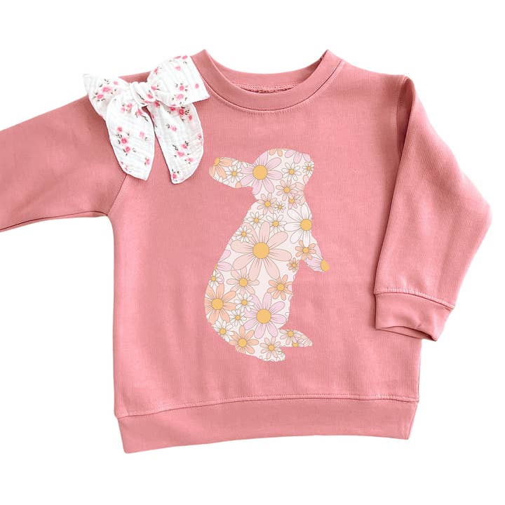 Sweatshirt Lapin Fleuri pour Tout-Petits et Jeunes de la Boutique Printemps pour la vente par Holland Ave Clothing