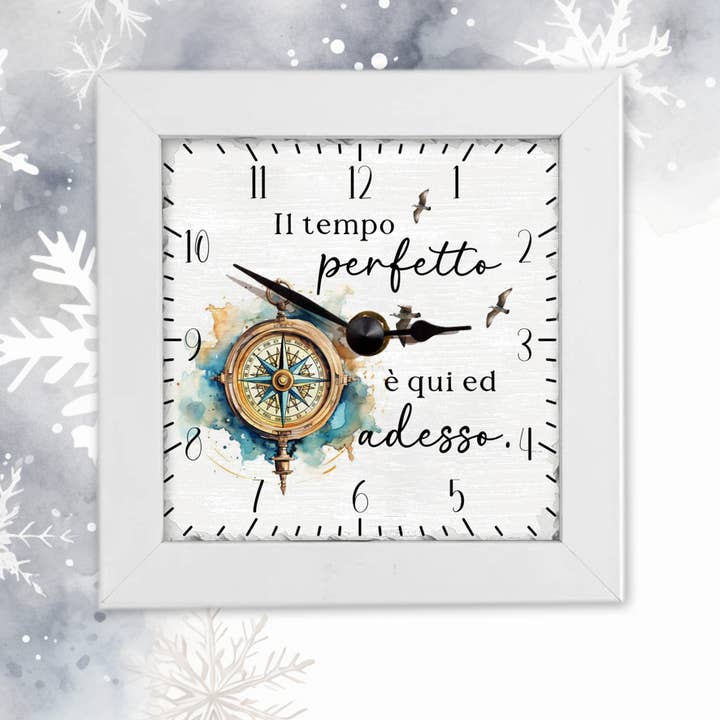 Desuite - Vente Horloges murales - Cadre carré avec horloge et phrase4