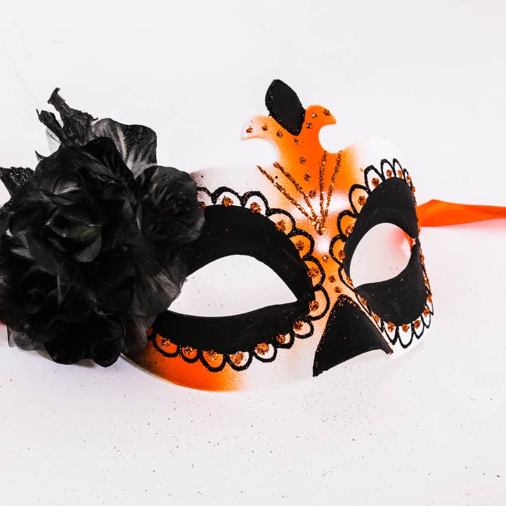 Regalmoda - Vente Déguisement – femme - Masque Halloween - Colombina Muerte orange1