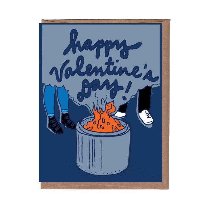 Fire Pit Valentine's Day Greeting Card for wholesale by La Familia Green