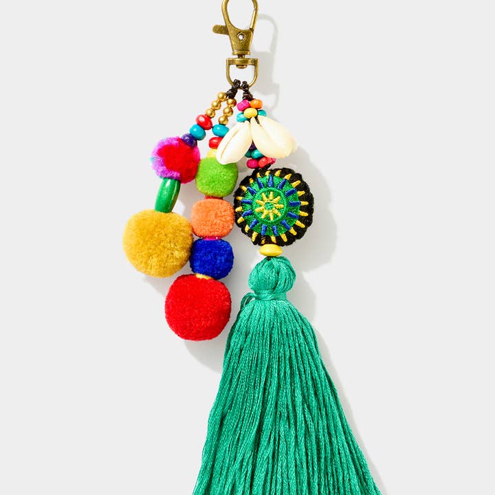 Multi Pom Pom Bag Charm for wholesale on Faire