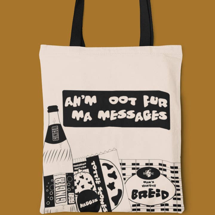 Sac fourre-tout écossais - The Messages Black pour la vente par Brave Scottish Gifts