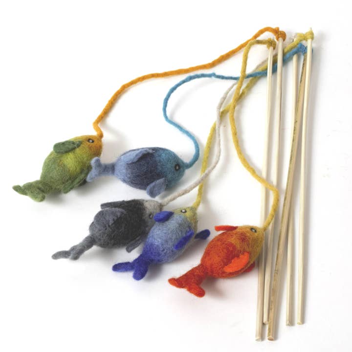 Fish Teaser Cat Toy, Assorted Color for wholesale by Karma Cat Inc.